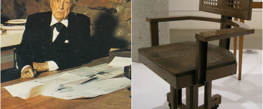 Франк Лойд Райт
Той е един от най-великите архитекти на 20 век. Роденият през 1867-ма американец, основоположник на т.нар органична архитектура, е известен и с това, че никога не се е ограничавал само до дизайна на екстериора. Изключително продуктивен, той е успял да измисли и интериора, както и много мебели в голям брой от своите сгради. 
На снимката: офис стол, проектиран от Райт през 1904-та година