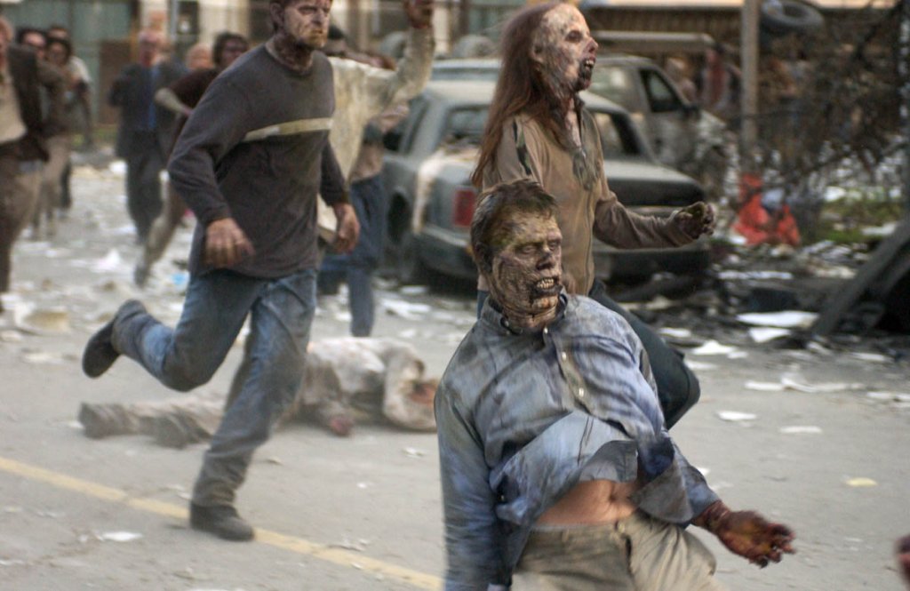 "Dawn of the Dead"  
2004 
Медицинска сестра, полицаи, млада двойка, продавач и още няколко човека са единствените оцелели от чума, покосила цялото човечество и превърнала го в агресивни, жадни за плът зомбита.