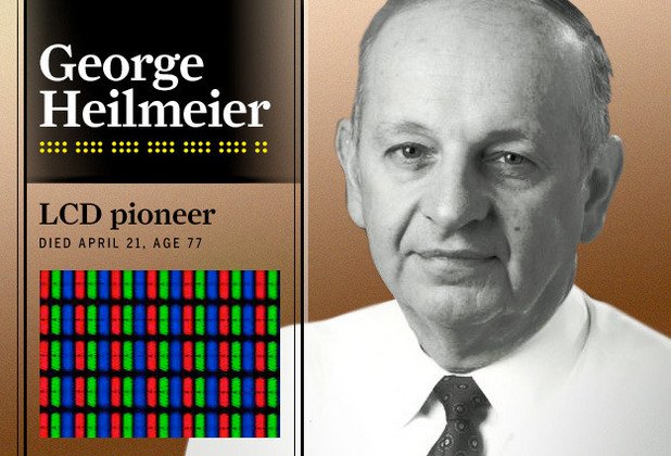 Джордж Хейлмейер, създател на LCD екрана

Също през 60-те един електронен инженер измисля нов вид екран, който показва изображения с помощта на течни кристали. Днес LCD екранът, създанен от Хейлмейер, се използва на всякакви устройства от часовници до компютри и телевизори, а създателят му почина миналата година.
