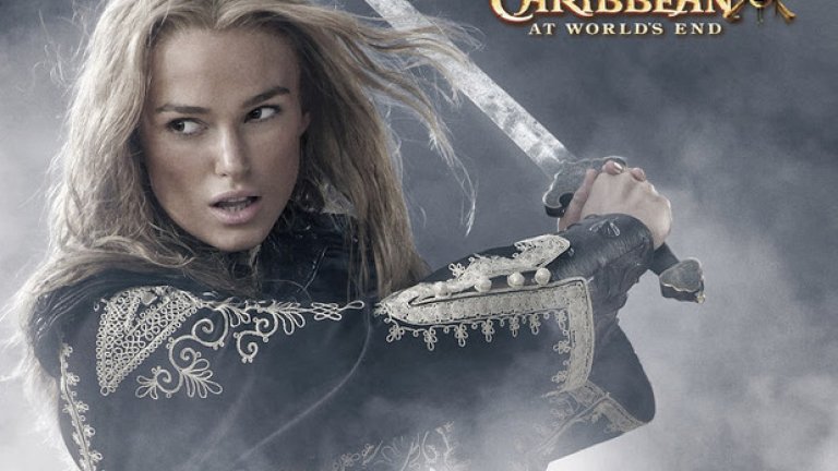 1. Кийра Найтли в "Карибски пирати: На края на света" (2007)
Найтли играе ролята на Елизабет Суон в един от най-високобюджетните филми на всички времена. Първоначален приблизителен бюджет на продукцията: 300 млн. долара. Световен приход: 963,4 млн. долара. Добавен световен приход: 1,1 млрд. долара