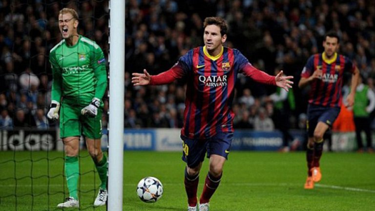 Лионел Меси стана най-резултатният футболист в историята на Шампионската лига, като вече има 74 попадения в една 91 мача.