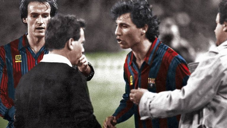 През 1990-а Христо Стоичков директно нахлу в митологията на Ел Класико, след като изпусна нервите си и настъпи съдията Урисар Аспитарте.