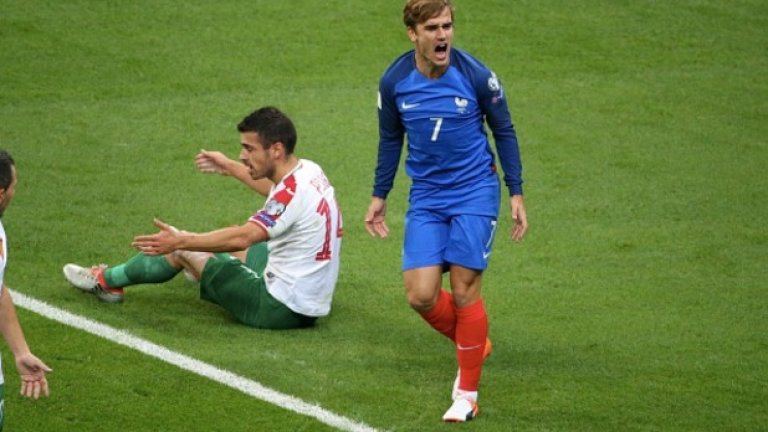 Гризман отбеляза третия гол за Франция и не спря да тормози българската защита до смяната си в 83-ата минута
