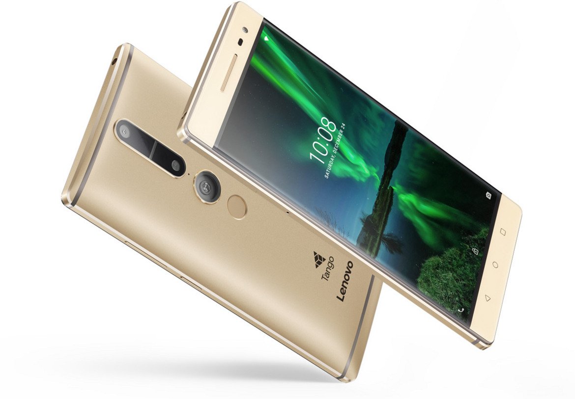 Lenovo Phab 2 Pro 

Това е първият смартфон в света с активирана функция Tango - концепцията на Google за смартфони и таблети под Android с 3D сензори, които дават възможност на мобилното устройство да разпознава околните предмети, така както човешкото око го прави.

Въпреки че разполага с две камери на гърба, устройството работи малко по-различно от традиционната технология. Наред с 16-мегапикселовия сензор с автофокус и двойна LED светкавица, съществува широкоъгълен обектив с fish-eye леща, която поддържа системата за засичане на движение. 

Втората камера всъщност не прави снимки, но пък работи при използването на приложения за добавена реалност. Ако предпочитате модел с две камери за фотографски изображения - вижте Lenovo Phab 2 Plus, който е идентичен на Pro като спецификации, ако изключим хардуера на Google Tango. 