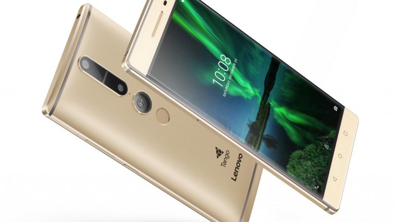 Lenovo Phab 2 Pro 
Това е първият смартфон в света с активирана функция Tango - концепцията на Google за смартфони и таблети под Android с 3D сензори, които дават възможност на мобилното устройство да разпознава околните предмети, така както човешкото око го прави.
Въпреки че разполага с две камери на гърба, устройството работи малко по-различно от традиционната технология. Наред с 16-мегапикселовия сензор с автофокус и двойна LED светкавица, съществува широкоъгълен обектив с fish-eye леща, която поддържа системата за засичане на движение. 
Втората камера всъщност не прави снимки, но пък работи при използването на приложения за добавена реалност. Ако предпочитате модел с две камери за фотографски изображения - вижте Lenovo Phab 2 Plus, който е идентичен на Pro като спецификации, ако изключим хардуера на Google Tango.