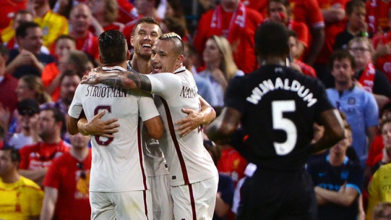 Един Джеко в основата на успеха, след като вкара, а голът на Мохамед Салах дойде след отбит негов удар