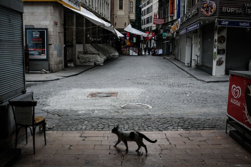 Истанбул, с обичайните за него отктрити пазари, също изпразни улиците си след извънредните мерки. Снимка от 1 април.