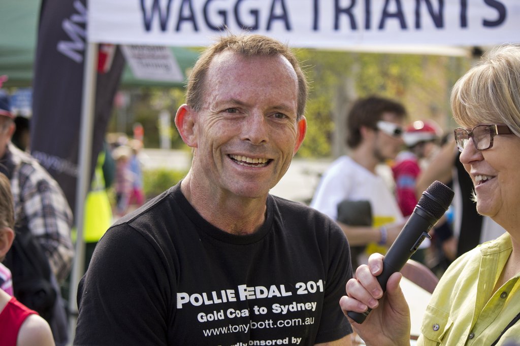 Tony_Abbott_being_interviewed_by_Master_of_Ceremonies,_Leigh_Spokes