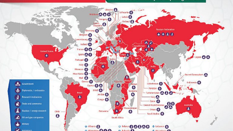Карта на засегнатите страни