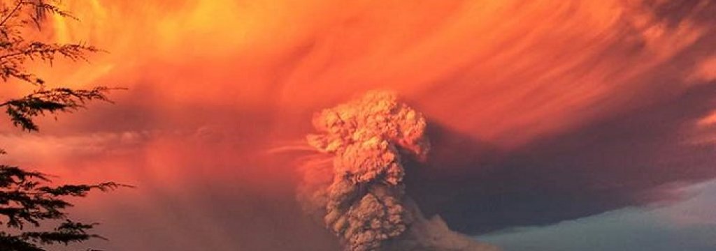 Smoke and ash rise from the Calbuco volcano as seen from the city of Puerto Montt