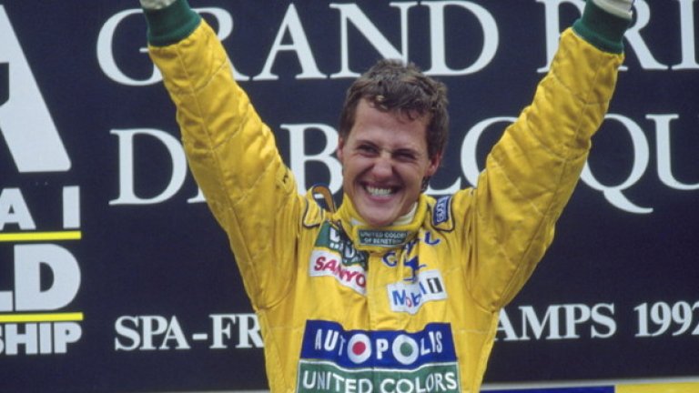 Година по-късно Михаел печели първата си победа във Формула 1 в Белгия