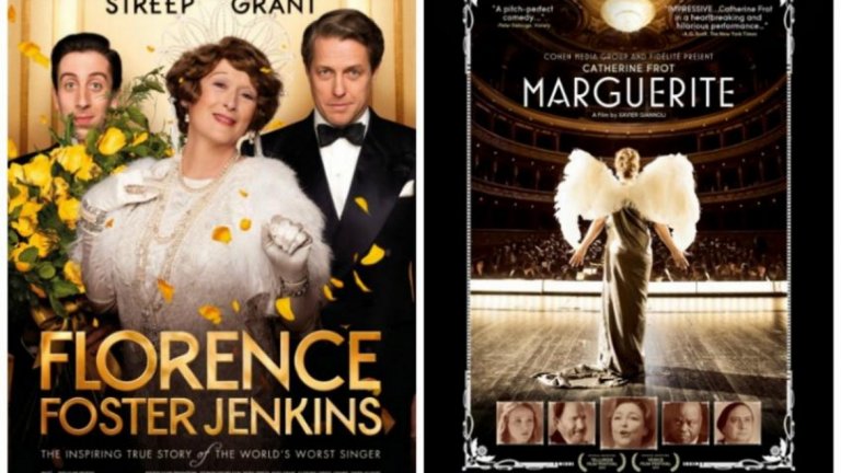 Marguerite и Florence Foster Jenkins
Дама от висшия елит, която се представя за певица, но въобще не може да пее. Това е историята на истинската Флорънс Фостър Дженкинс, известна певица, която обаче реално няма никакъв глас за пеене. Тя става вдъхновение за два филма - френския Marguerite и британския Florence Foster Jenkins, които излизат с около половин година разлика.