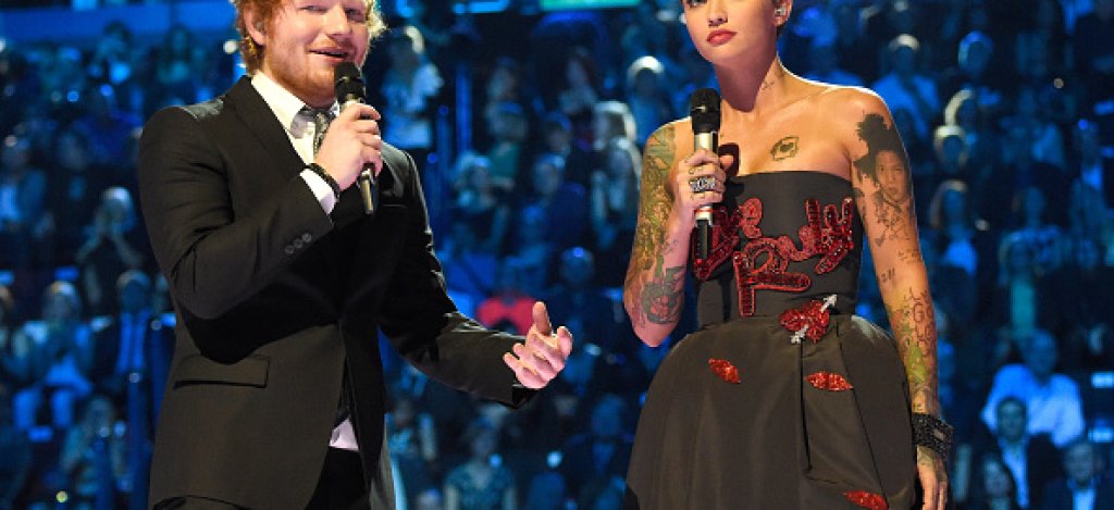 Ед Шийърън в компанията на Руби Роуз