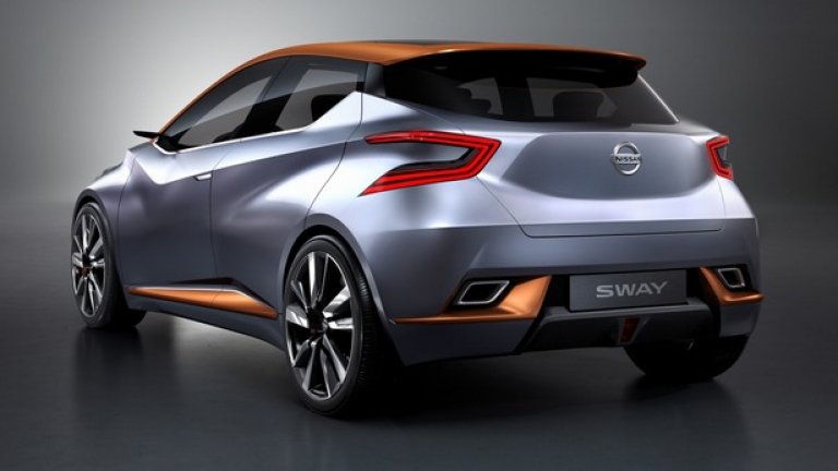 Оформлението на задницата на Sway е балансирано, а формата на стоповете се превръща в отличителен белег на моделите на Nissan