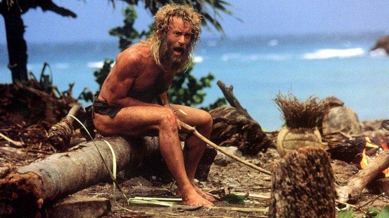 6. Cast Away / Корабокрушенецът
Реж. Робърт Земекис, 2000 г.

Едно от може би най-познатите филми в списъка, който се класира заради това, че Том Ханкс сам изнася на гърба си основната част от него. Актьорът е в ролята на чиновник в пощенска служба на име Чък, който след самолетна катастрофа се озовава сам на безлюден остров. Най-добър приятел му става "Уилсън" - волейболна топка с кърваво "лице", която е начина на мъжа да се справи със самотата. Действието на филма се развива в продължение на няколко години, през които зрителят вижда промяната в Чък - както визуална, така и в мисленето му, съпреживява надеждата за спасение и предизвикателствата, пред които се изправя този модерен Робинзон Крузо в опита си да оцелее.