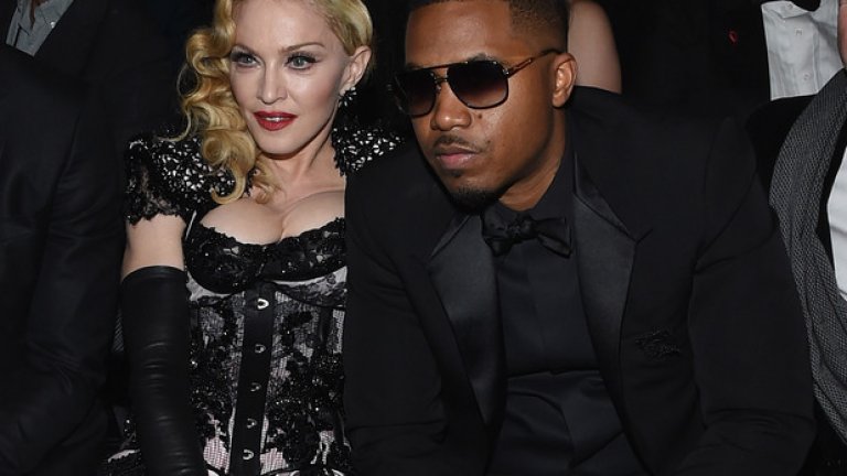 Подобно на Бьорк, Nas има 13 номинации - и нито една спечелена награда. На снимката рапърът позира заедно с Мадона по време на тазгодишната церемония за наградите "Грами"