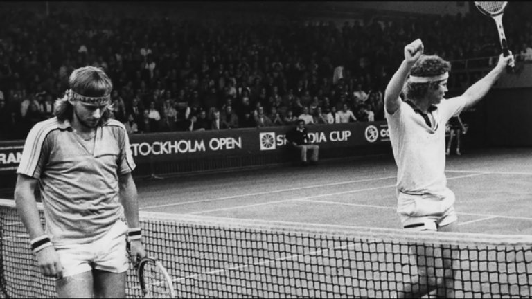 Първият мач: Стокхолм '78 (полуфинал)Първият им мач е през 1978 на турнира в Стокхолм, само 5 месеца след като Макенроу е започнал професионалната си кариера. Междувременно Борг вече е ставал 3 пъти шампион на Уимбълдън. И двамата предчувстват, че това ще е първият от много оспорвани мачове помежду им."За мен това бе най-големия мач в живота ми до момента... защото беше с него“, спомня си Макенроу, който година по-рано е гонел и подавал топките на Борг на US Open. Шведът също признава, че е очаквал труден мач.Бързият корт се оказва предимство за американеца и трудност за домакина. Благодарение на добрата си игра на мрежа Макенроу печели мача с 6-3, 6-4.