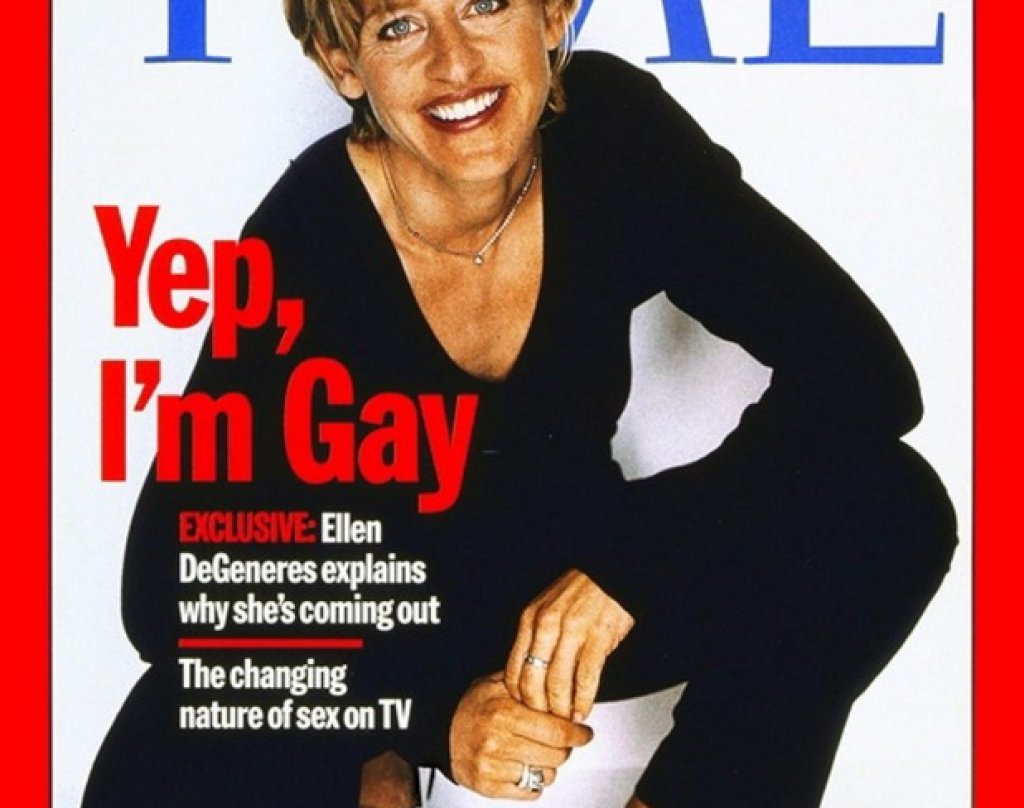 Корицата на сп. Time от април 1997 г., когато Елън се обявява за хомосексуална