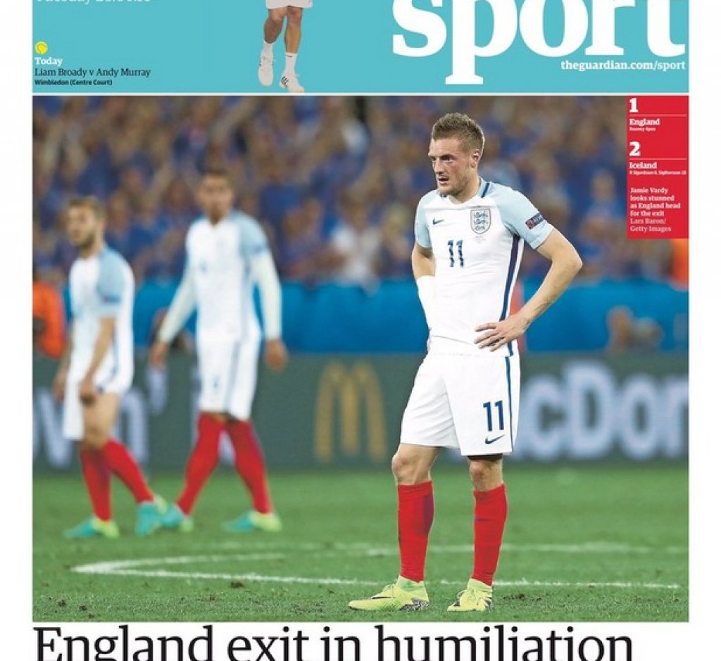 3.Англия – Исландия 1:2 (Евро 2016, осминафинал)

Английският национален отбор редовно се проваля по отчайващ начин, но безгръбначната игра на осминафинала на Европейското първенство шокира дори тези, които нямаха никакви очаквания към англичаните. Мачът тръгна чудесно за „Трите лъва” с гол в началото от дузпа, но те твърде лековато допуснаха пълен обрат още до 19-ата минута. Второто полувреме беше още по-лошо от първото и безпомощните звезди на Англия станаха за смях в опитите си да се върнат в мача срещу храбрите исландци. Британската преса ще припомня този двубой с десетилетия. 
