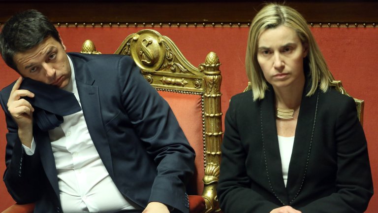 Федерика Могерини заедно с бившия италиански премиер Матео Ренци