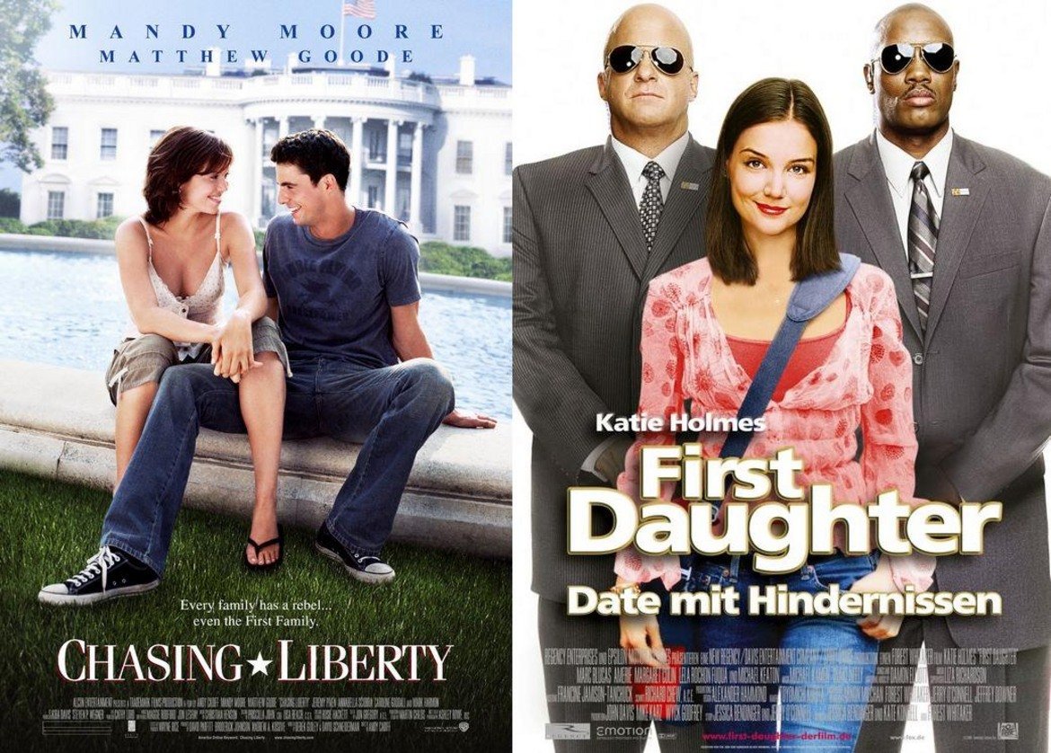 Chasing Liberty и First Daughter
И двете ленти се появяват през 2004 г. и проследяват живота на "първата дъщеря" и това колко трудно е да си дъщеря на американския президент и да ходиш по срещи или още повече - да намериш любовта. Обаче нито филма с Манди Мур, нито този с Кейти Холмс се справят особно добре в кината, оставайки по-скоро неуспех и за двете продукции. 
