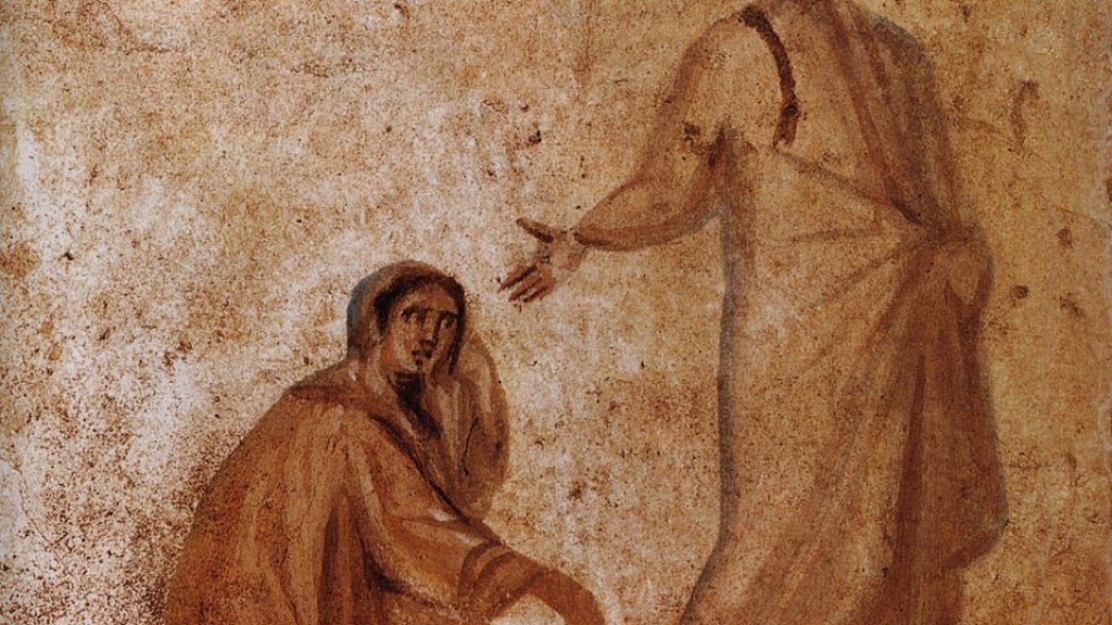 Healing_of_a_bleeding_women_Marcellinus-Peter-Catacomb