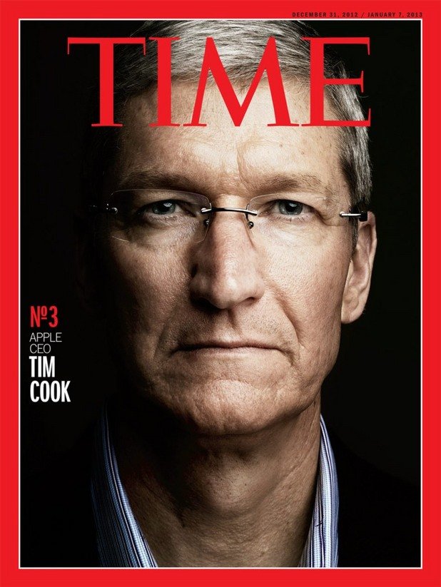 През 2012 Тим Кук става един от подгласниците в класацията на сп. Time "Човек на годината". В текста за него списанието го описва като диаметрална противоположност на предшественика си Стив Джобс. 
"Той не прилича на CEO-то на Apple, той е повече като някой от продуктите на компанията: тих, спретнат,грижливо подреден и в същото време странно приканващ и излъчващ топлина," описва го Time