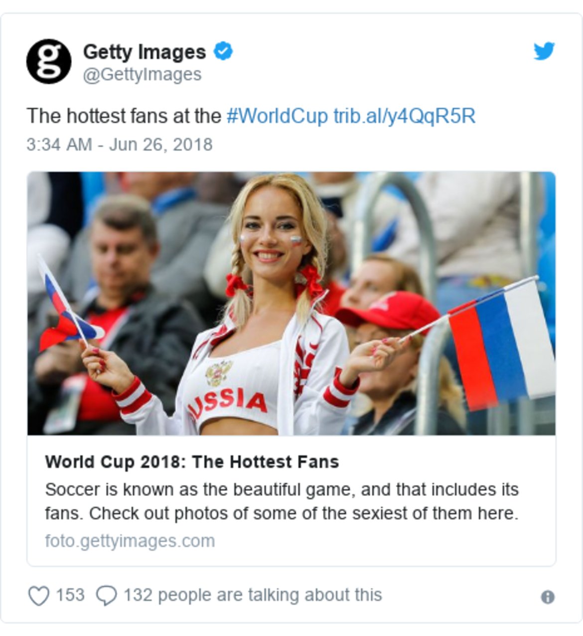 По време на първенството фотографската агенция Getty Images публикува галерия с най-секси фенките на Световното първенство, но бързо след това я изтри заради натиск и обвинения в дискриминация.

