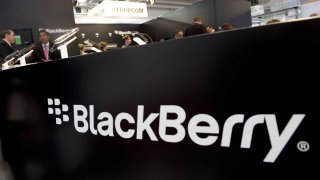 The Blackberry stand is pictured at the