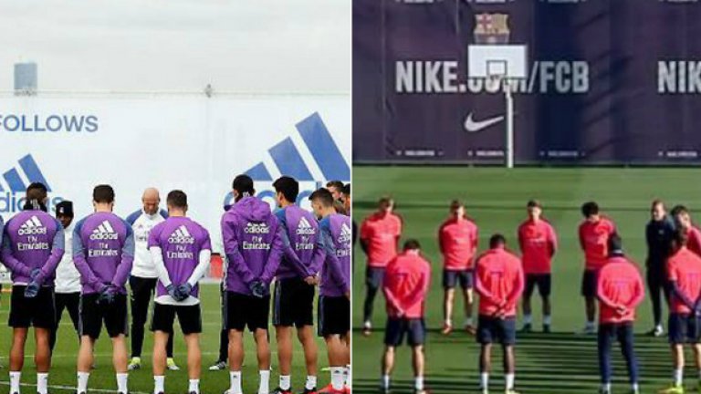 Реал Мадрид и Барселона запазиха минута мълчание преди днешните си тренировки в памет на загиналите в самолетната катастрофа в Колумбия