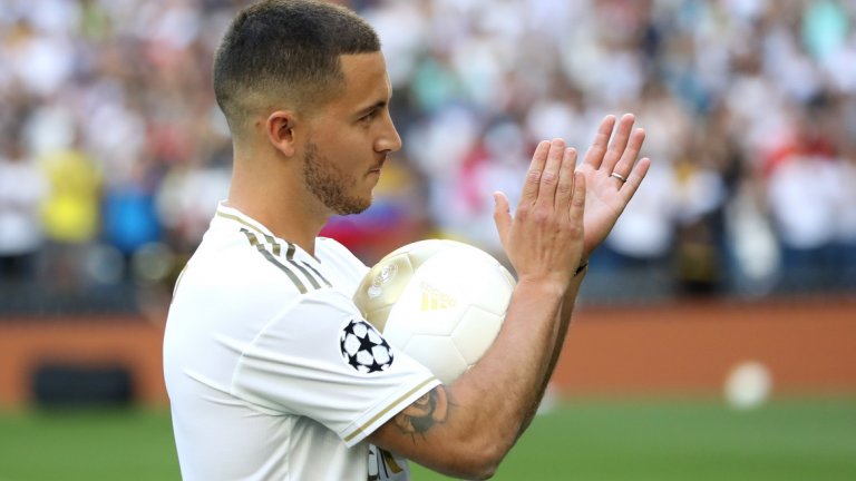 2. Еден Азар – от Челси в Реал Мадрид, 100 млн. евро
След години спекулации, Азар, най-накрая, се озова в Реал. Белгиецът прекара седем години в Челси, с който спечели два пъти титлата във Висшата лига и на два пъти триумфира в Лига Европа. Изигра общо 352 мача за „сините“, отбелязвайки 110 гола и добавяйки още 92 асистенции.