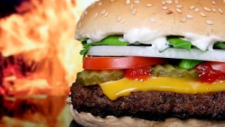 Silhouette of cheese burger and summer garden vegetables