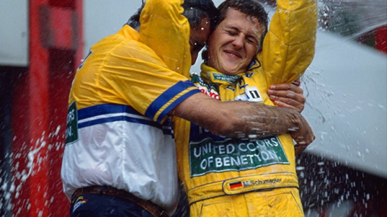 Първата победа на Михаел във Ф1 дойде през 1992 - в Белгия, точно година след дебюта му