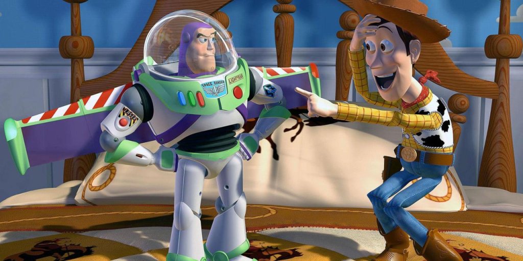 8. \"Toy Story\" 
Това е един от най-важните филми правени някога. Това е първият изцяло компютърно анимиран филм и без него целият този списък нямаше да съществува. Той обаче имаше своето време и своят технически апогей. Днес изглежда малко стар. 