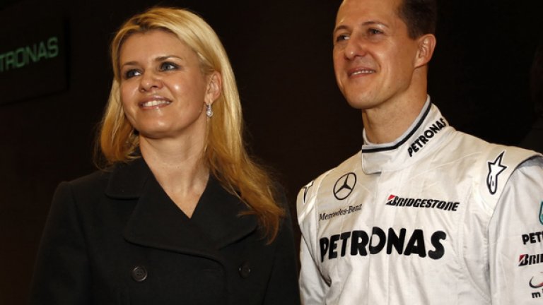 Михаел Шумахер и Корина - най-известната съпруга във Формула 1, която обаче почти не ходи по състезания