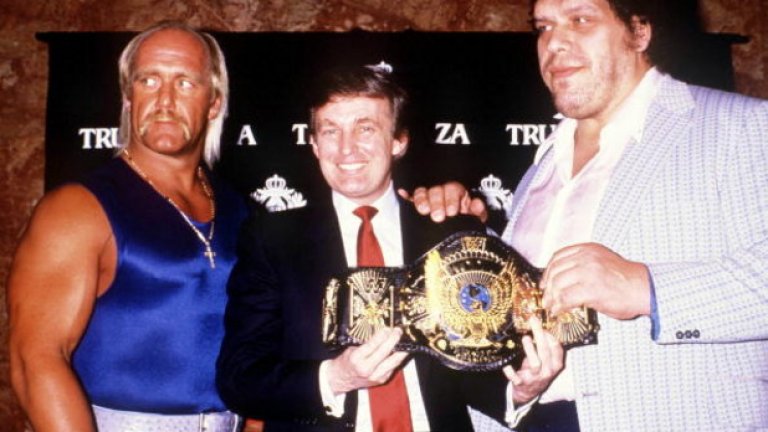 Доналд Тръмп с Хълк Хоугън и Амдре Гигантът