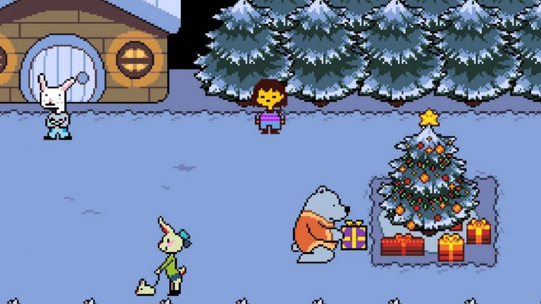 Undertale (PC, PS4, PS Vita, Xbox One)
Замислена като обяснение в любов към класическите японски ролеви игри, Undertale е приятна изненада във всяко едно отношение. Най-напред, тя е дело на един-единствен човек - Тоби Фокс - който дори записва и музиката към нея. Въпросният саундтрак е страхотен и смесва различни жанрове по оригинален начин. Комплименти заслужава и разчупената бойна система, която комбинира походови битки с нуждата от светкавични рефлекси. Самата история също е изключително нелинейна и може да ви отведе до няколко различни завършека. 
Не на последно място, можете дори да изиграете Undertale без да убиете никого, стига да сте достатъчно находчиви в диалозите. Всичко това е събрано в компактно приключение с дължина не повече от 4 часа. Дори да не искате да изиграете Undertale отново, играта ви дава повече от достатъчно причини, за да се потопите в странния й свят и да се запознаете с необичайните му обитатели.