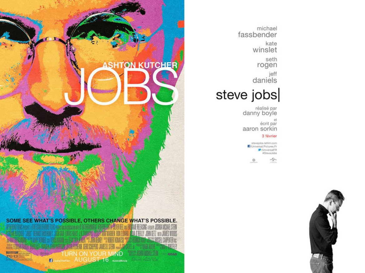 Jobs и Steve Jobs
През 2013 г. Аштън Къчър влиза в ролята на починалия вече основател на Apple и иновативен гений Стив Джобс. Две години Майкъл Фасбендер печели номинация за "Оскар" също за ролята си на Стив Джобс.
