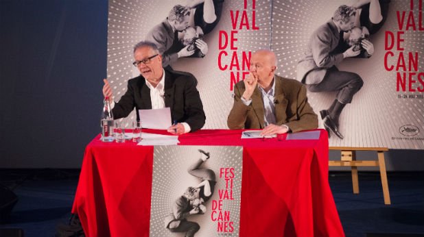 Президентът на фестивала Жил Жакоб (вдясно) и програмният директор Тиери Фремо обявяват тазгодишните филми в двете основни конкурсни програми.