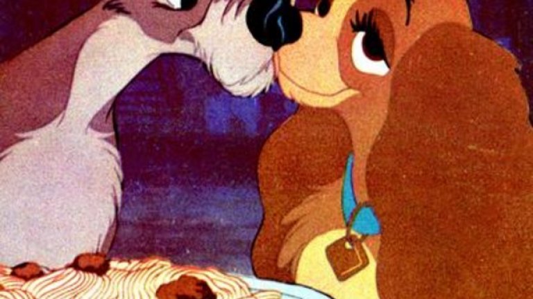 Тази сцена от "Лейди и Скитника" наскоро спечели и приза за най-ефектна целувка въобще в света на анимацията
