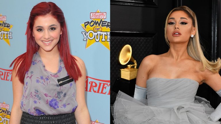 Ариана Гранде 
През 2010 г. Ариана е само на 17 и трупа популярност като Кат Валънтайн в поредицата “Victorious”. Тийнейджърката е принудена да боядисва косата си в червено през седмица – нещо, за което тя признава, че е увредило косата ѝ почти необратимо. Всъщност именно тогава се появява и емблематичната ѝ конска опашка – косата на Гранде е толкова рядка, че й се налага да я допълни с дебели екстеншъни. 
С новата прическа обаче постепенно идва и останалата част от новата визия на изпълнителката. Сега тя успешно редува лолитското излъчване с външен вид на истинска жена-вамп и ѝ се получава добре.