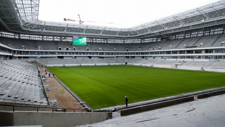 Стадион "Калининград"
Стойност - 17,8 млрд рубли, капацитет — 35 хиляди зрители
Може да се каже, че стадионът е завършен и остават само козметични довършителни работи. Очаква се първият мач на съоръжението да се изиграе през март.