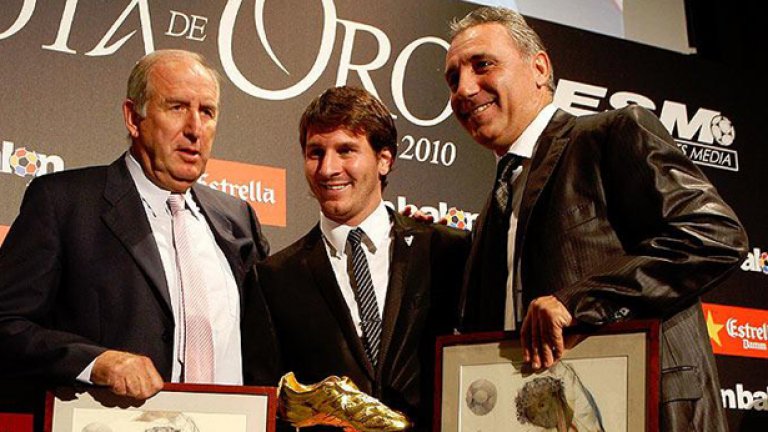 Две от големите легенди на Барселона - Лео Меси със Златната обувка и Христо Стоичков