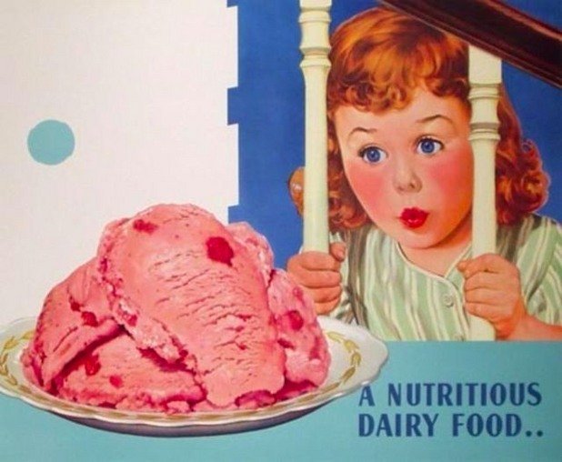 "Питателна млечна храна" в порция като за шестайсет възрастни. Това може би е сладолед?