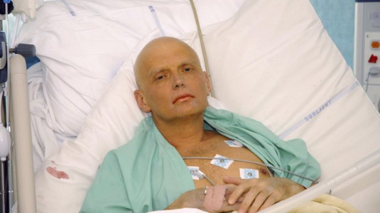 Александър Литвиненко в болничното легло през есента на 2006 г. , където издъхна, отворен с Полоний-210