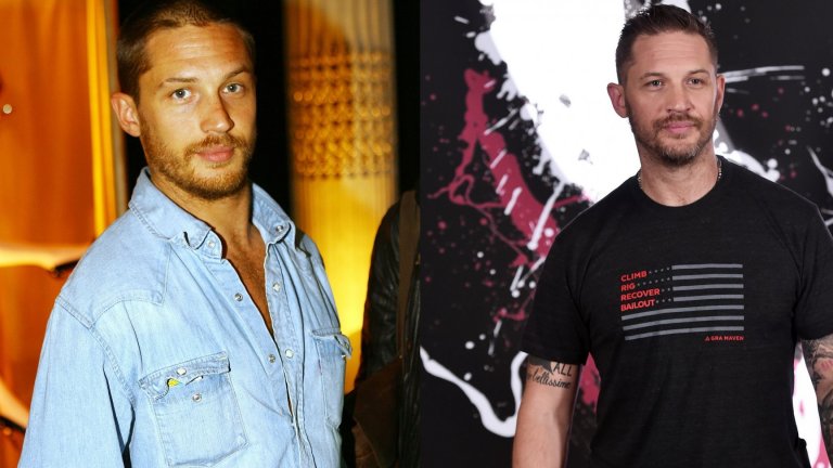 Том Харди 
Британският актьор може да се похвали със завидна биография и филми като “Генезис“, “Завръщането“ и “Капоне“, но невинаги е бил с такава отличителна фигура. Когато прохожда в кино кариерата си, Харди е по-скоро слаб и строен за ръста си от 1,75 м. Постепенно започват да прииждат оферти за филми като “Лудият Макс: Пътят на яростта“ и “Венъм“, затова Том решава, че е време за тренировки с тежести. 
Неговата впечатляваща физика би трябвало да видим в продължение както на “Венъм“, така и на “Лудият Макс“. Актьорският му талант пък е налице в образа на Ал Капоне в дългоочаквания биографичен трилър за живота на легендарния мафиот.