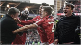 Лудост в Англия - фен нахлу на терена и започна да налага играчите (видео)