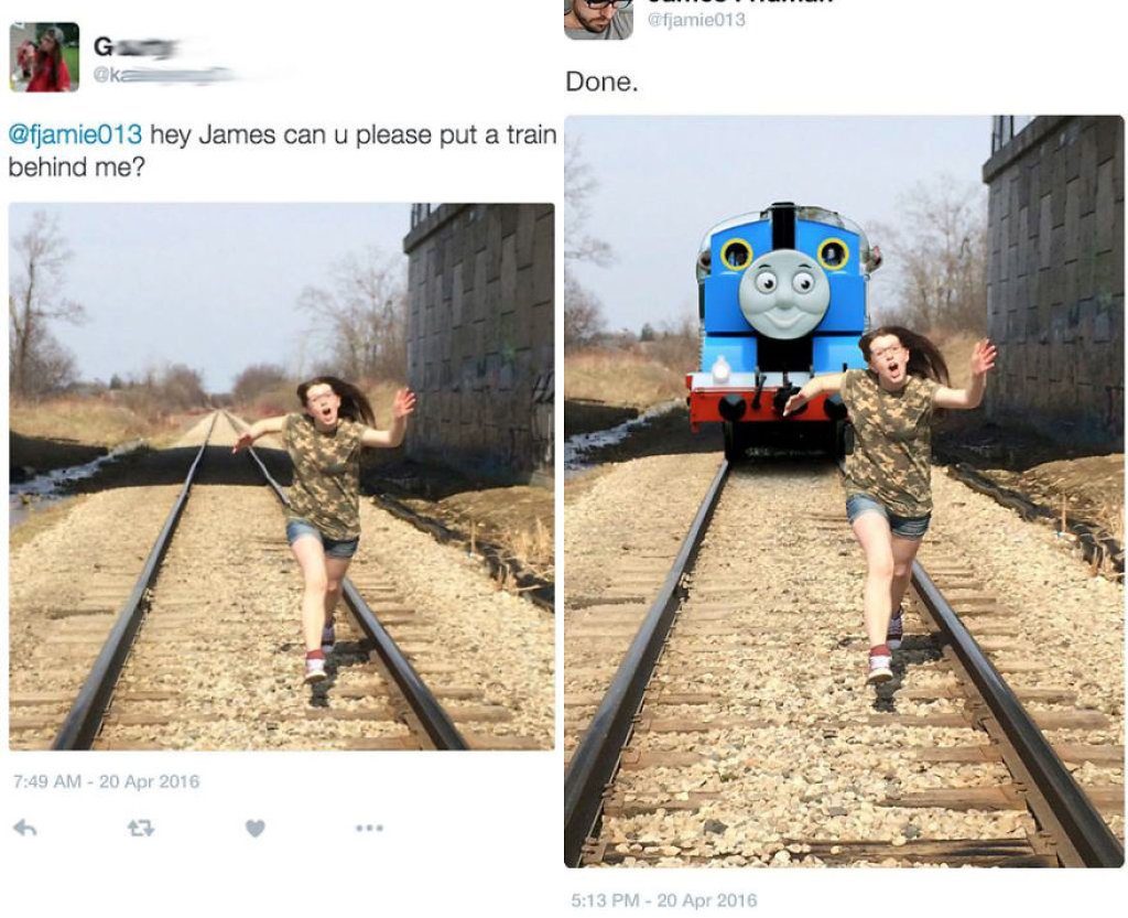 Хей, Джеймс, можеш ли да сложиш влак зад мен?