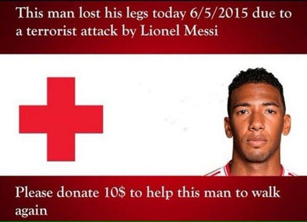 Този мъж загуби краката си на 6-ти май след терористична атака на Лионел Меси. Дарете 10 долара, за да проходи отново.