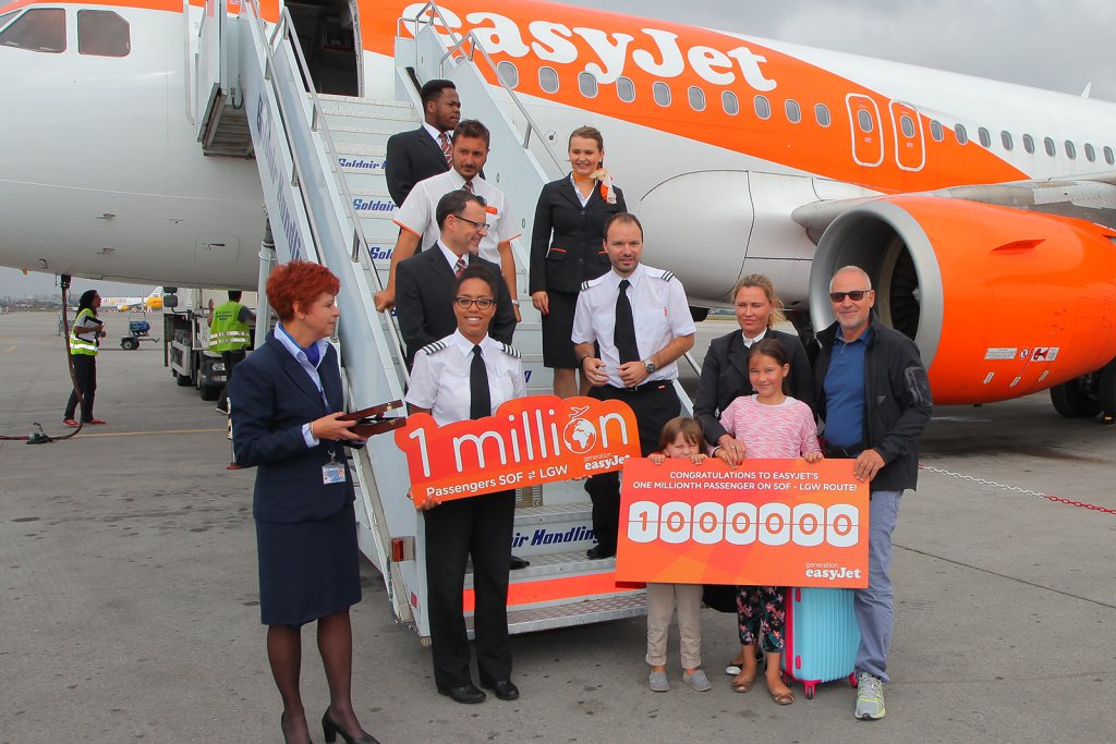 еasyJet празнува 1 милион превозени пътници между София и Лондон Гетуик
